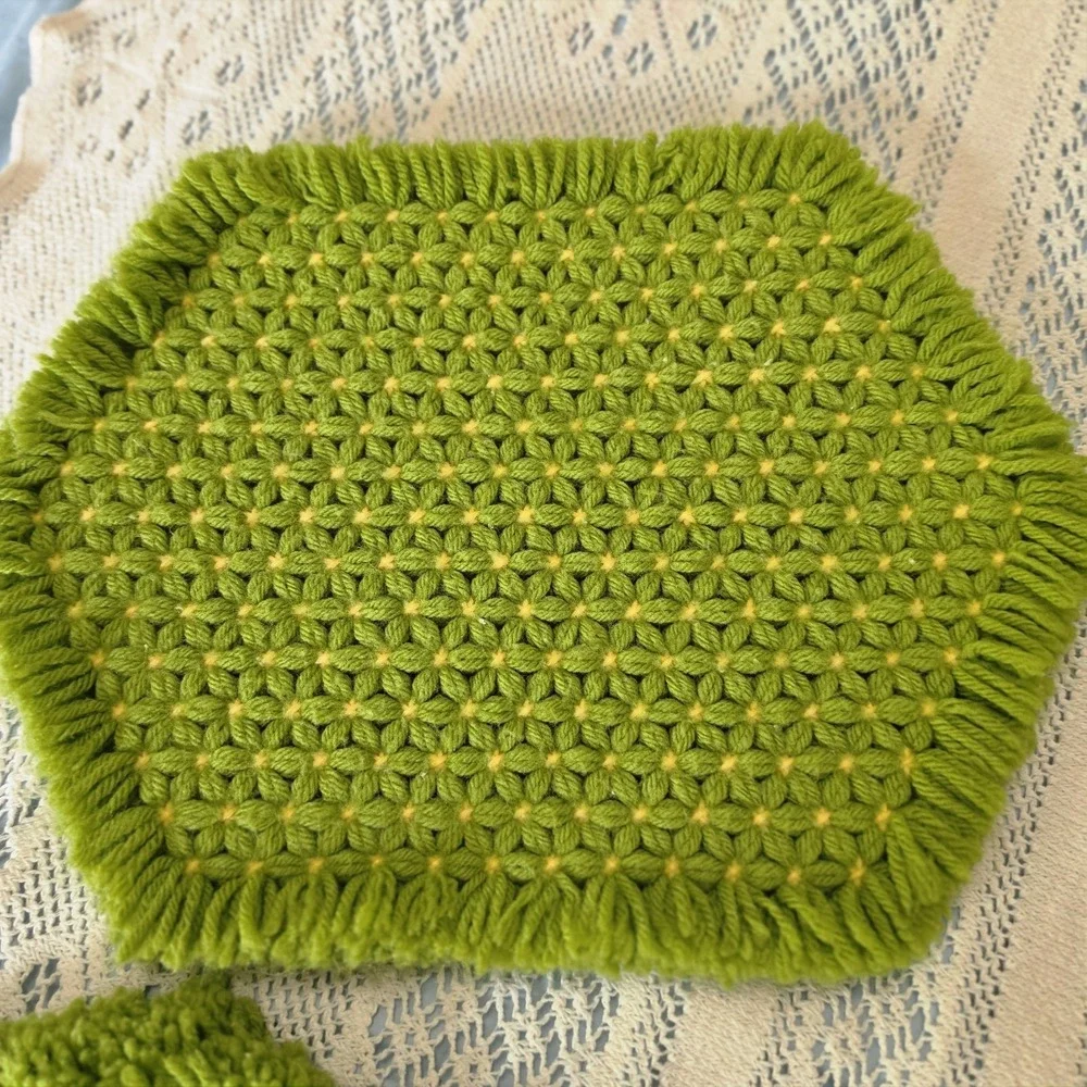 4‎ VTG Handmade Crochet Hot Pads Pot Holders Trivets Placemats Retro Kitchen